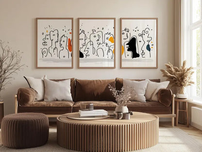 Set x3 Cuadros Abstract XII Marco Natural