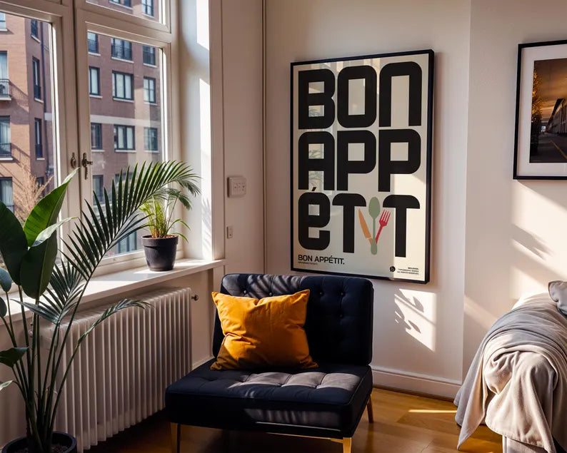 Cuadro Decorativo Typography, Bon Appetit Marco Natural