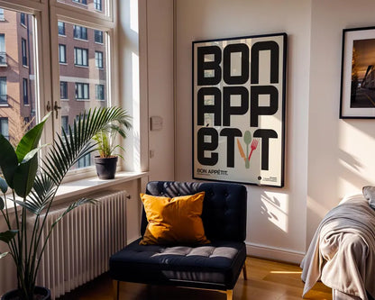 Cuadro Decorativo Typography, Bon Appetit Marco Natural