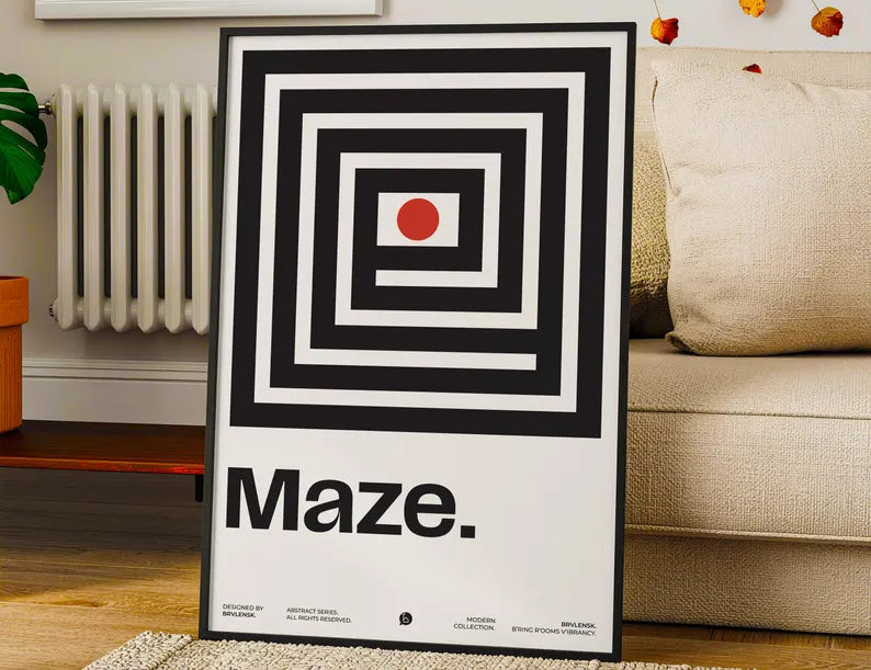 Cuadro Decorativo Typography, Maze Marco Natural