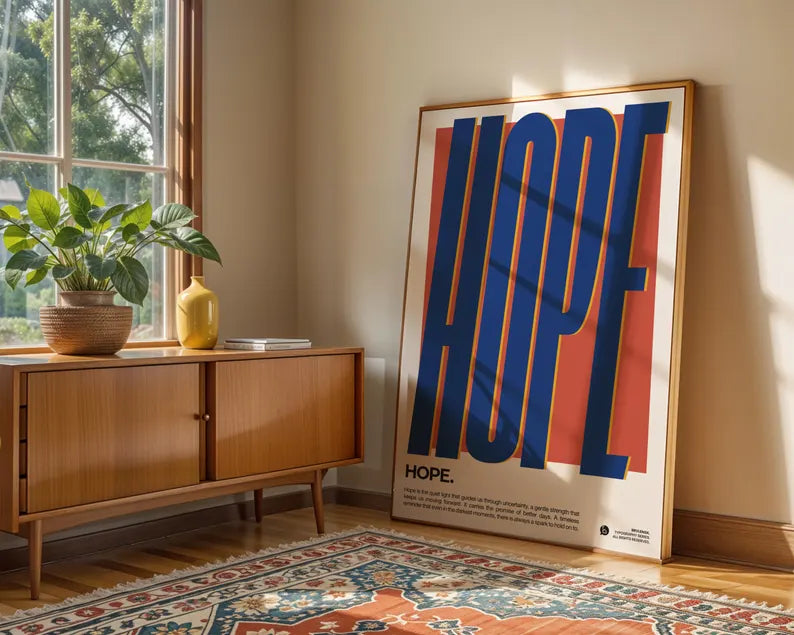 Cuadro Decorativo Typography, Hope Marco Natural