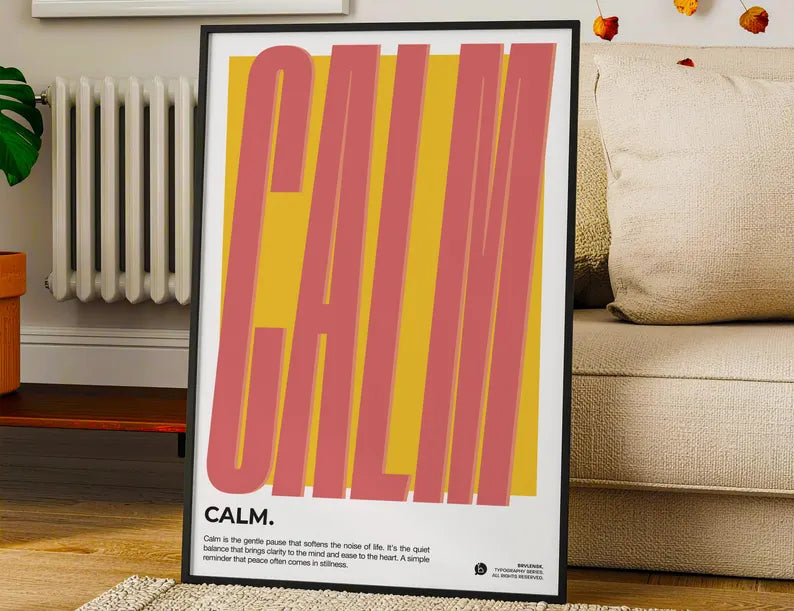 Cuadro Decorativo Typography, Calm Marco Natural