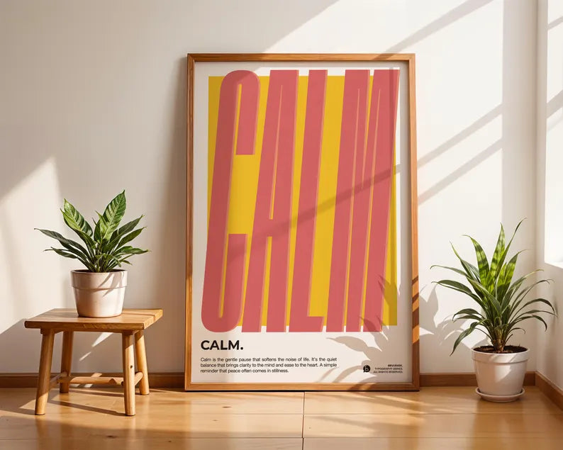 Cuadro Decorativo Typography, Calm Marco Natural