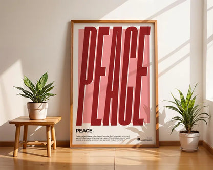 Cuadro Decorativo Typography, Peace Marco Natural