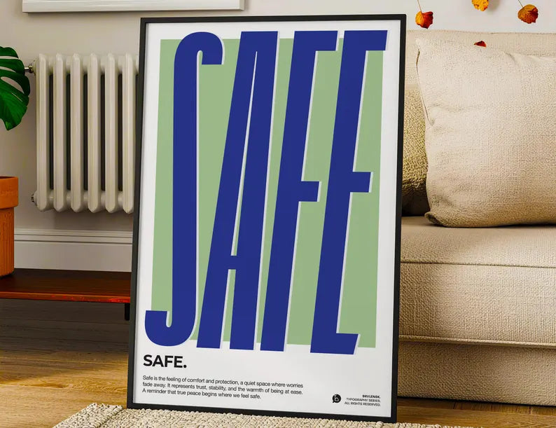 Cuadro Decorativo Typography, Safe Marco Natural