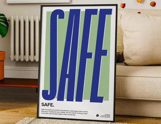 Cuadro Decorativo Typography, Safe Marco Natural