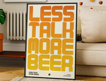 Cuadro Decorativo Typography, Less Talk More Beer Marco Natural