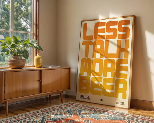 Cuadro Decorativo Typography, Less Talk More Beer Marco Natural