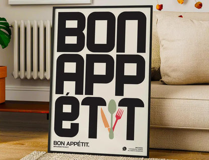Cuadro Decorativo Typography, Bon Appetit Marco Natural