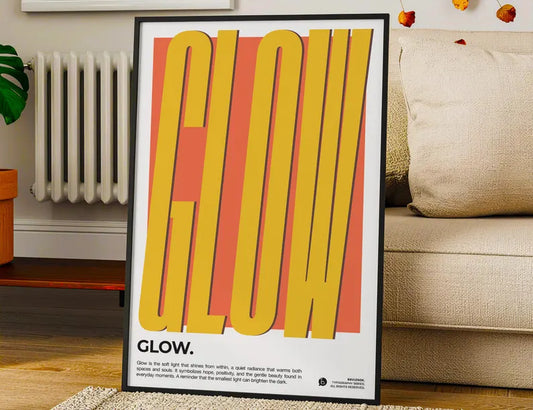 Cuadro Decorativo Typography, Glow Marco Natural