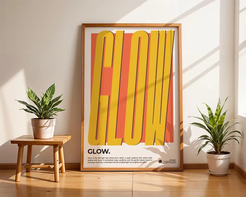 Cuadro Decorativo Typography, Glow Marco Natural