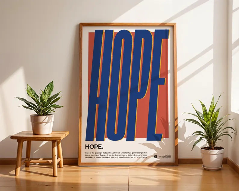 Cuadro Decorativo Typography, Hope Marco Natural