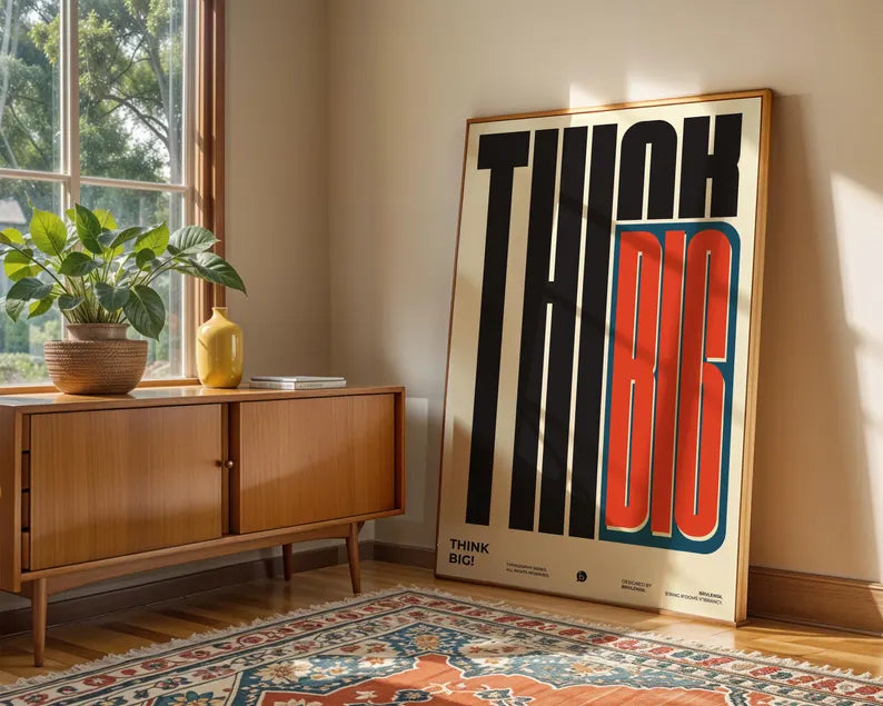 Cuadro Decorativo Typography, Think Big Marco Natural