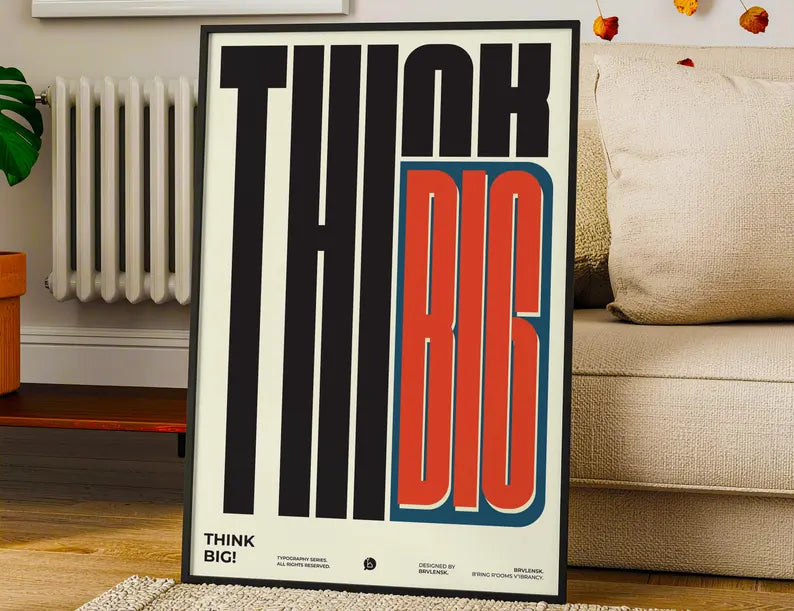 Cuadro Decorativo Typography, Think Big Marco Natural