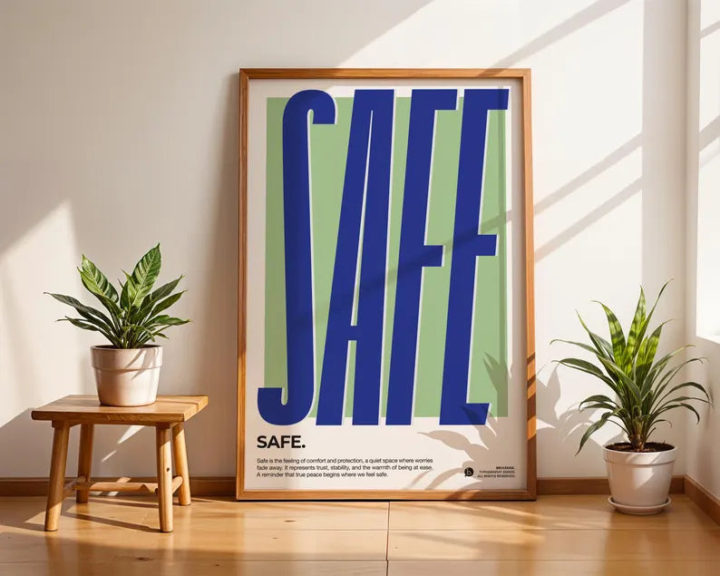 Cuadro Decorativo Typography, Safe Marco Natural