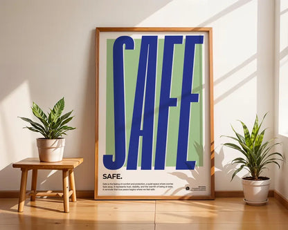Cuadro Decorativo Typography, Safe Marco Natural