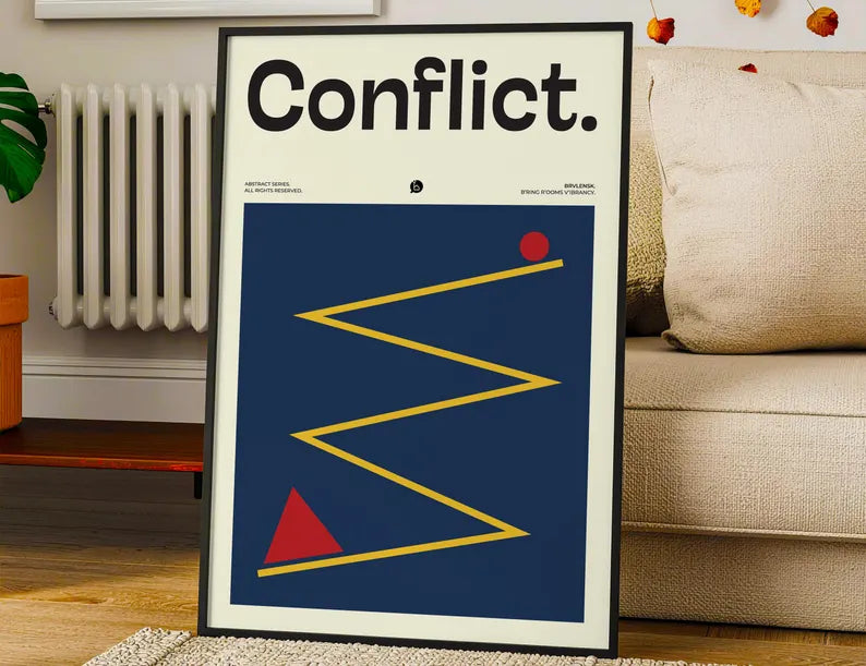 Cuadro Decorativo Typography, Conflict Marco Natural