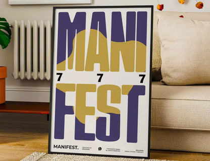 Cuadro Decorativo Typography, Mani Fest Marco Natural