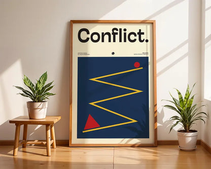 Cuadro Decorativo Typography, Conflict Marco Natural