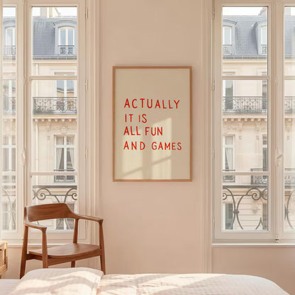 Cuadro Decorativo Modernos, Living, Frases Actually It Is All Fun and Games