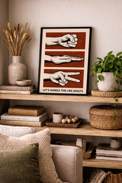 Cuadro Decorativo Moderno Piedra Papel o Tijera Rojo