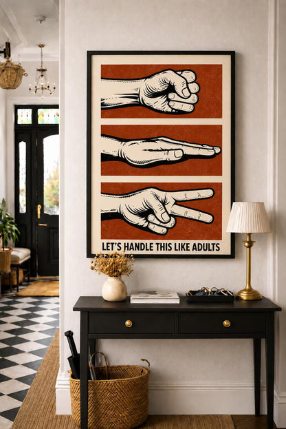 Cuadro Decorativo Moderno Piedra Papel o Tijera Rojo