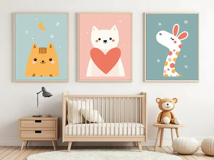 Cuadros Infantiles Gato y Luna