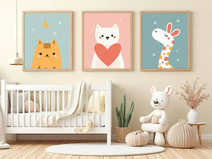 Cuadros Infantiles Gato y Luna