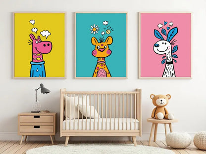 Cuadros Infantiles Jirafas de Colores