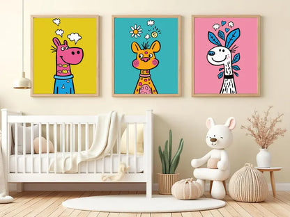 Cuadros Infantiles Jirafas de Colores