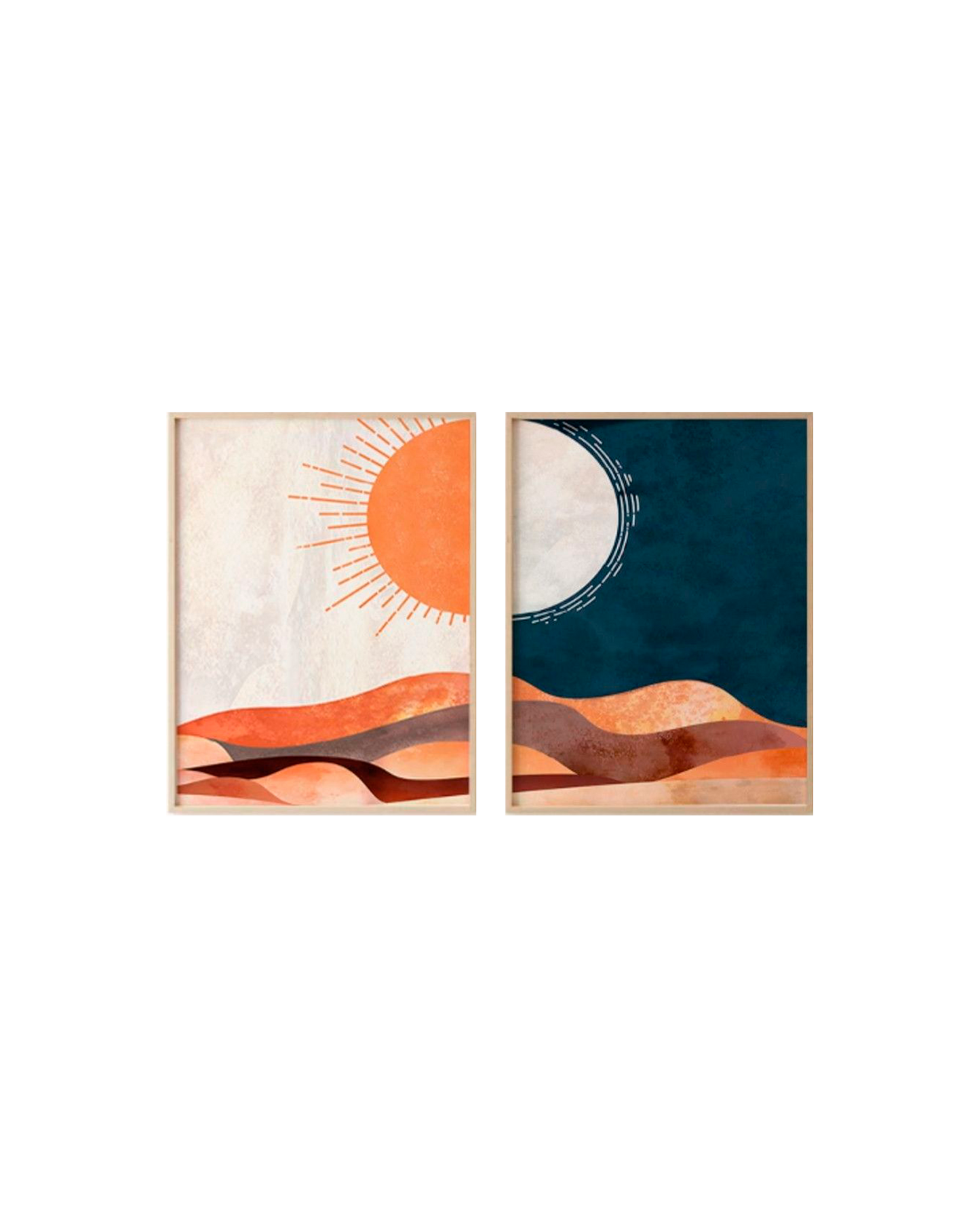 Set x2 Cuadros Decorativos , Sol y Luna II