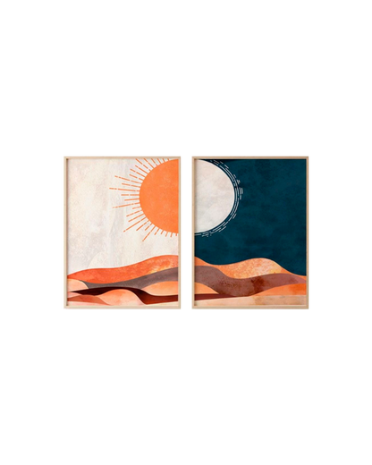 Set x2 Cuadros Decorativos , Sol y Luna II