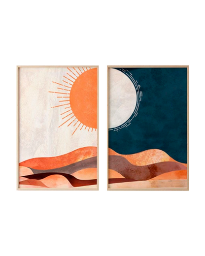 Set x2 Cuadros Decorativos , Sol y Luna II