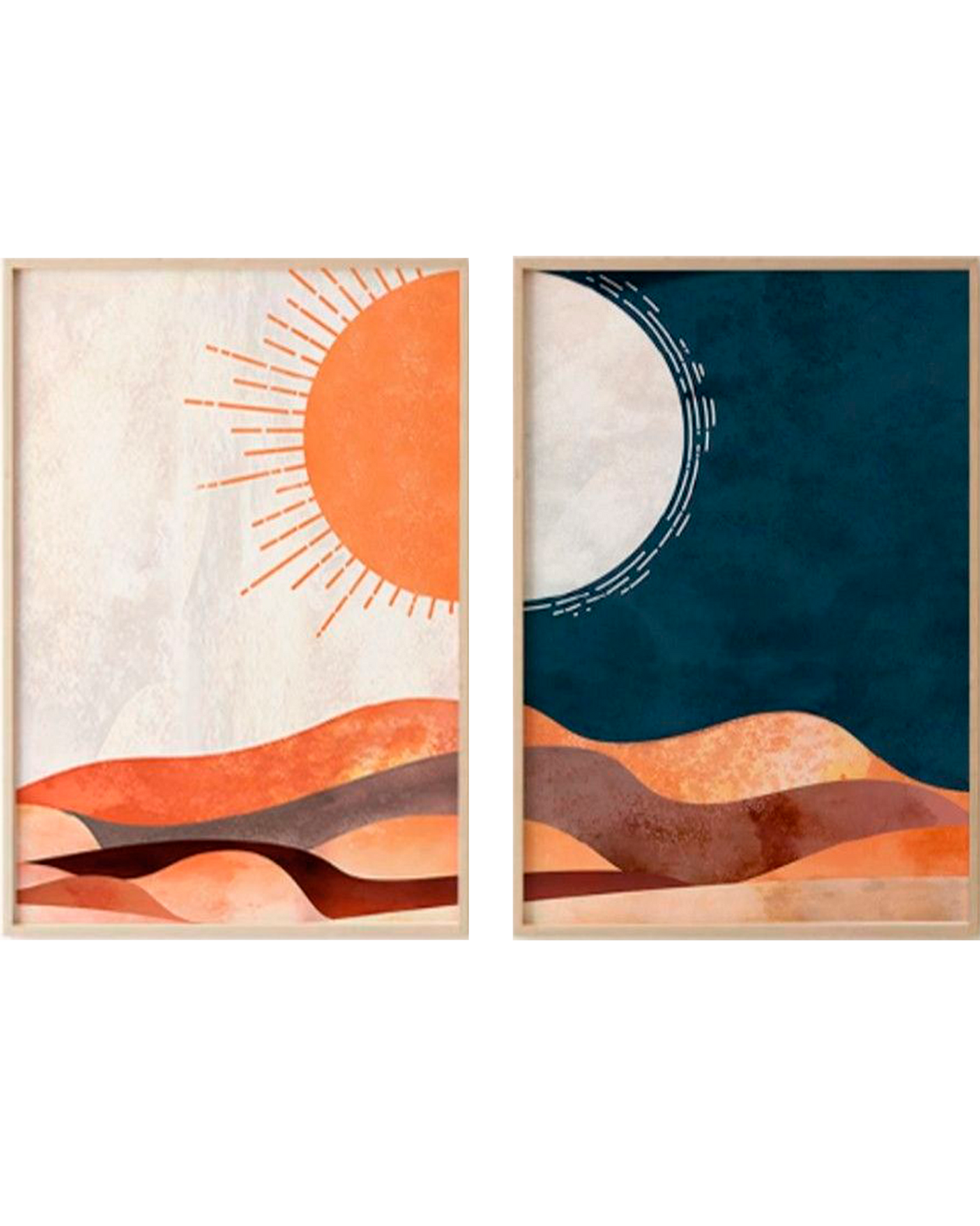 Set x2 Cuadros Decorativos , Sol y Luna II