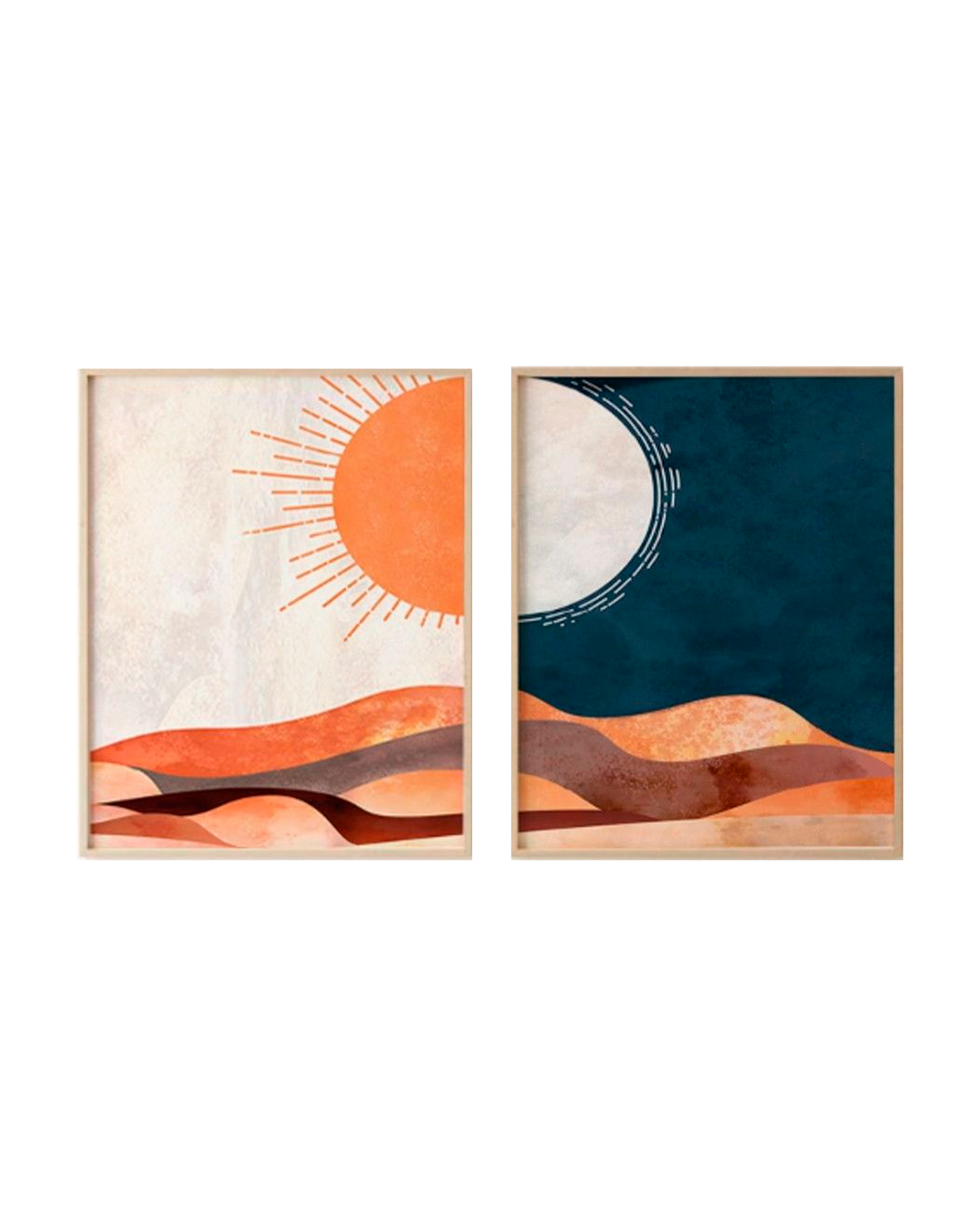 Set x2 Cuadros Decorativos , Sol y Luna II
