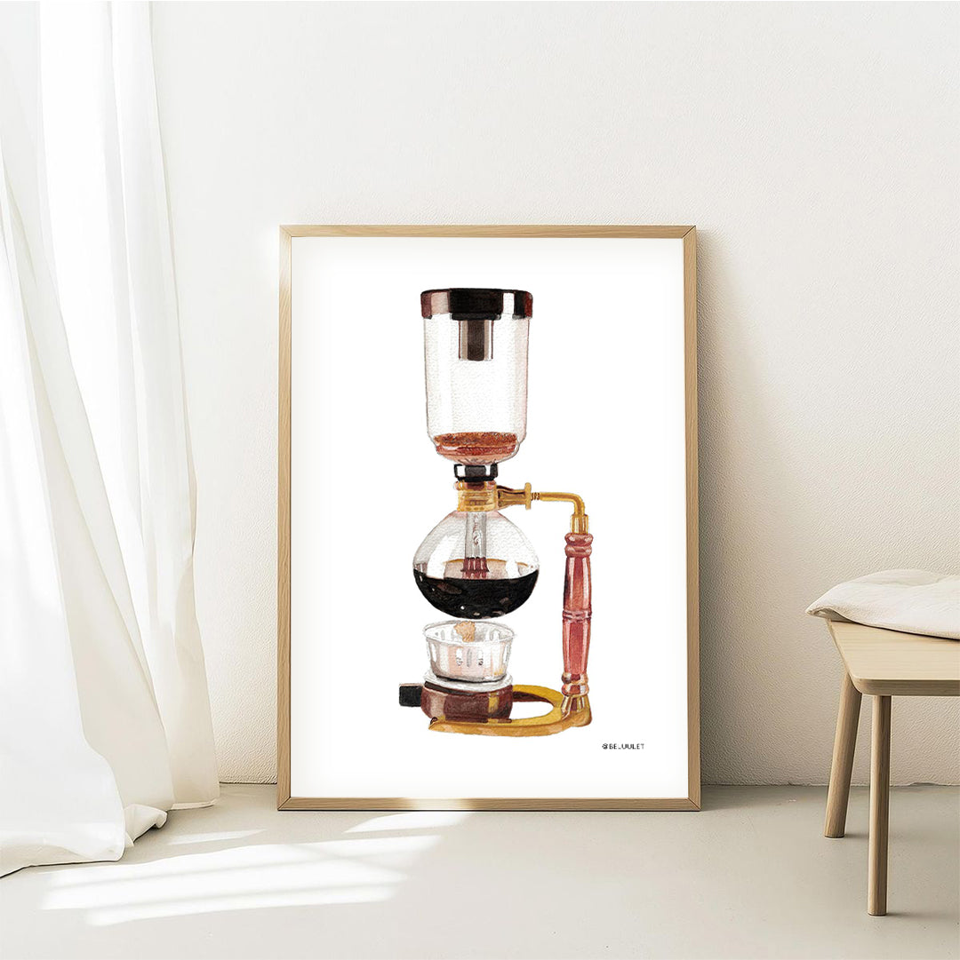 Cuadro Decorativo Cafetera Sifón en Acuarelas by Beluulet