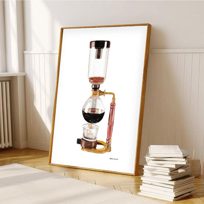 Cuadro Decorativo Cafetera Sifón en Acuarelas by Beluulet
