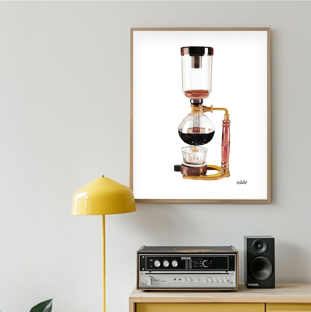 Cuadro Decorativo Cafetera Sifón en Acuarelas by Beluulet