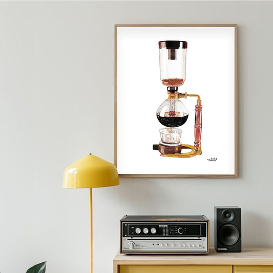 Cuadro Decorativo Cafetera Sifón en Acuarelas by Beluulet