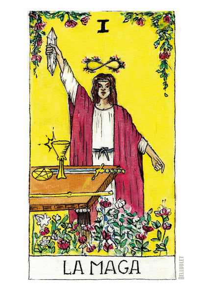 Cuadro decorativo Carta de Tarot La Maga en Acuarelas by Beluulet
