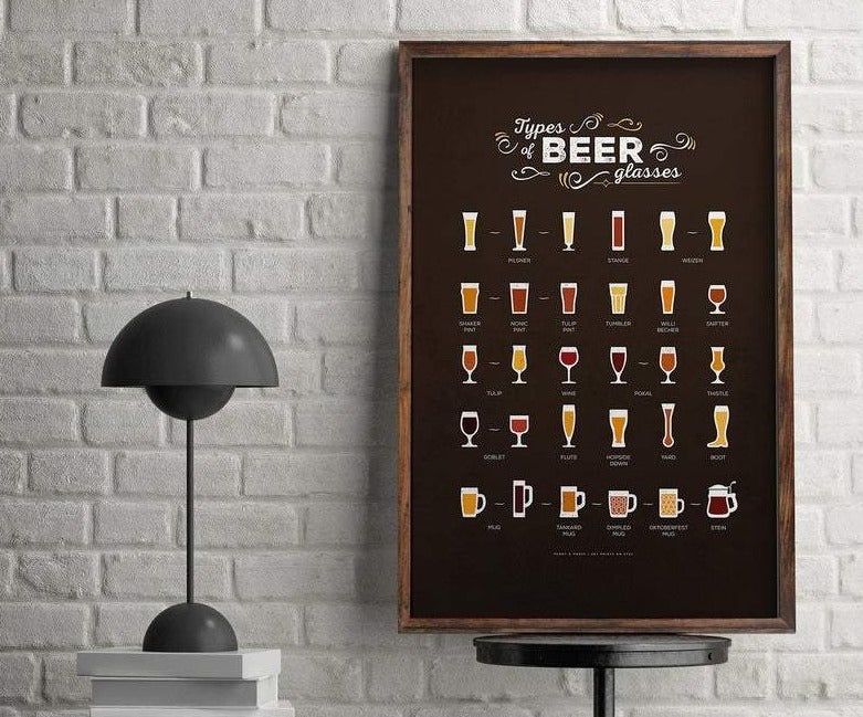 Cuadro decorativo drinks types of beer glasses.