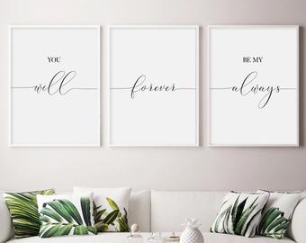 Set x3 Cuadros Decorativos Frases, "You will forever be my always" - Tree House Deco
