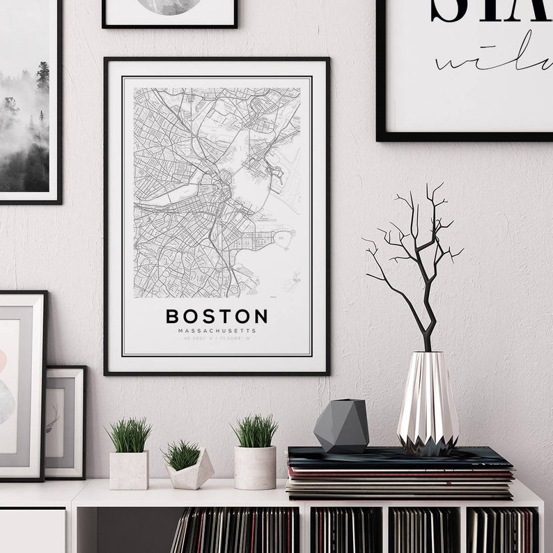 Cuadro Decorativo Maps , Boston - Tree House Deco