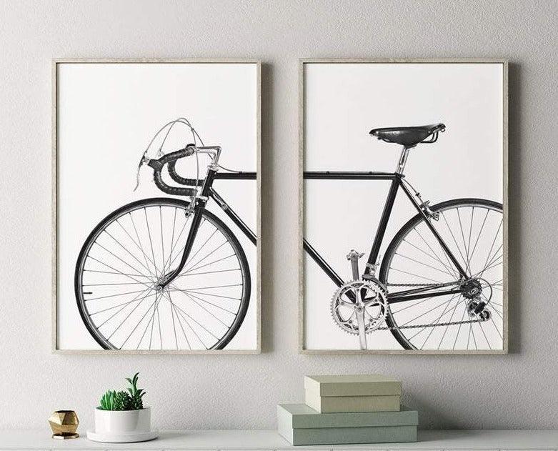 Set x2 Cuadros Decorativos Bicicleta Blanco y Negro Tree House Deco