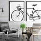 Set x2 Cuadros Decorativos Bicicleta, Blanco y Negro