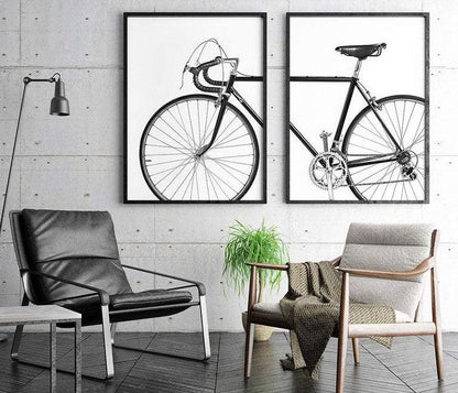 Set x2 Cuadros Decorativos Bicicleta, Blanco y Negro - Tree House Deco