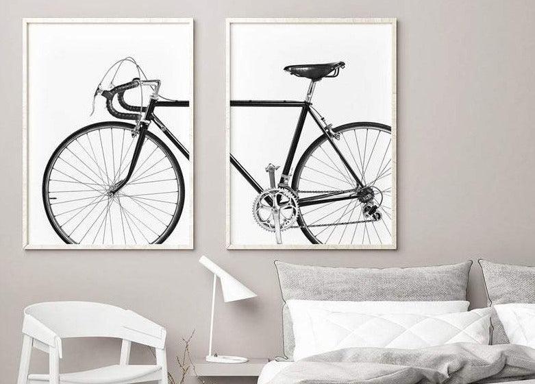 Set x2 Cuadros Decorativos Bicicleta, Blanco y Negro - Tree House Deco