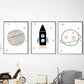 Set x3 Cuadros Decorativos Infantil , Dibujos espaciales