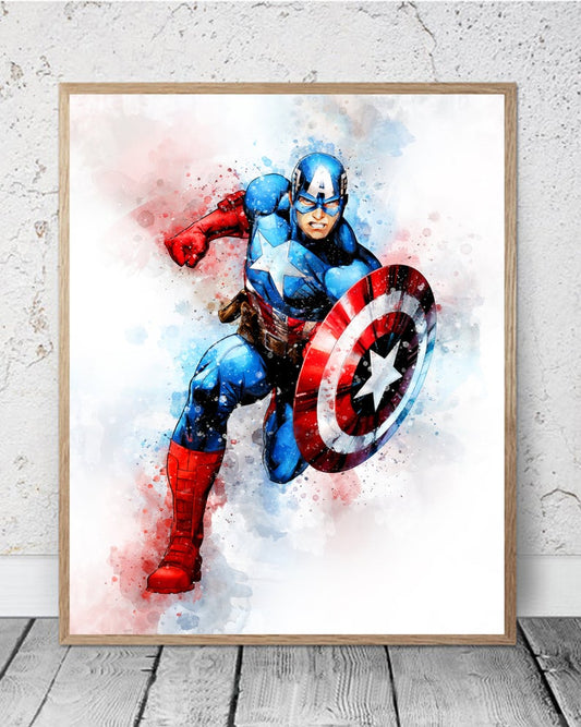 Cuadro Decorativo Infantil , Capitán América Animado