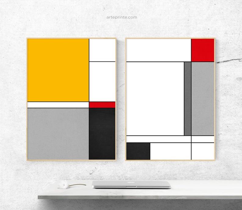 Set x2 Cuadros Decorativos Abstracto, Líneas de colores